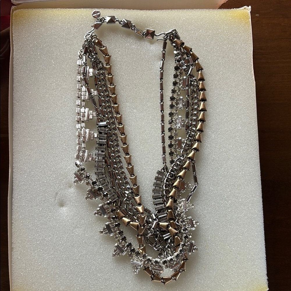 Stella & Dot Silver and Gold 5 in 1 Multi-Strand Necklace